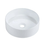 Cora 36 Counter-Top Fluted Round Basin- Gloss White mercioaustralia
