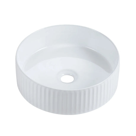 Cora 36 Counter-Top Fluted Round Basin- Gloss White mercioaustralia