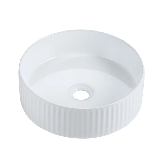 Cora 36 Counter-Top Fluted Round Basin- Gloss White mercioaustralia