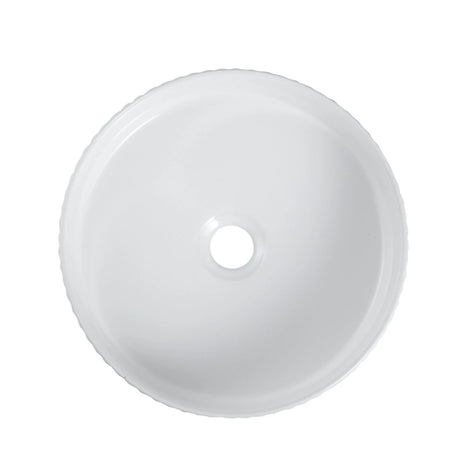 Cora 36 Counter-Top Fluted Round Basin- Gloss White mercioaustralia