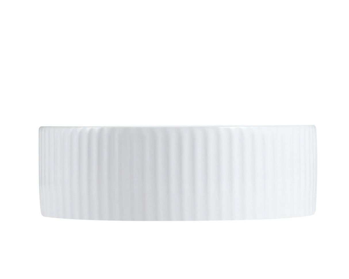 Cora 36 Counter-Top Fluted Round Basin- Gloss White mercioaustralia