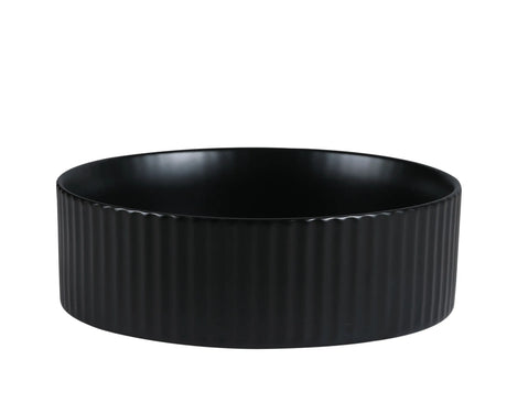 Cora 36 Counter-Top Fluted Round Basin- Matt Black mercioaustralia