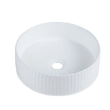 Cora 36 Counter-Top Fluted Round Basin- Matt White mercioaustralia