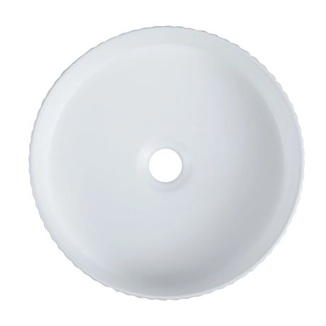 Cora 36 Counter-Top Fluted Round Basin- Matt White mercioaustralia