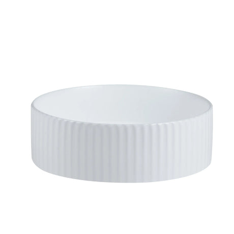 Cora 36 Counter-Top Fluted Round Basin- Matt White mercioaustralia