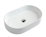 Cora 58 Counter-Top Fluted Oval Basin - Gloss White mercioaustralia