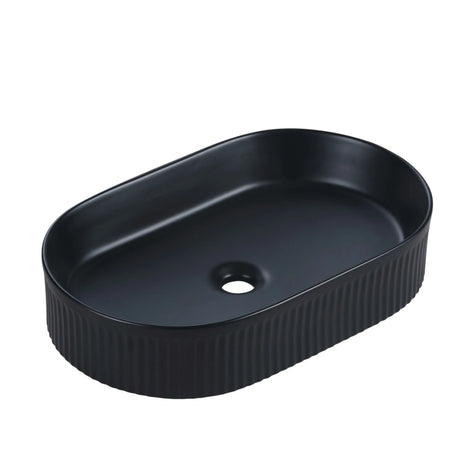 Cora 58 Counter-Top Fluted Oval Basin - Matt Black mercioaustralia