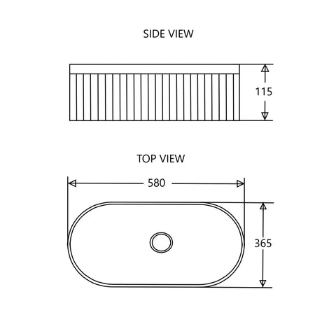 Cora 58 Counter-Top Fluted Oval Basin - Matt Black mercioaustralia