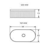 Cora 58 Counter-Top Fluted Oval Basin - Gloss White mercioaustralia