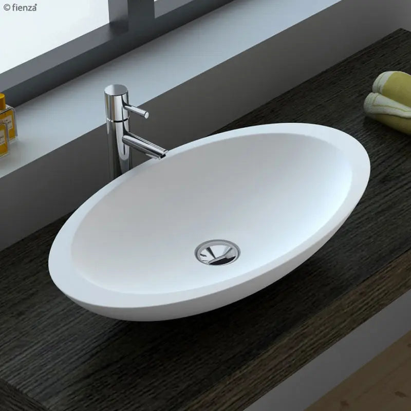 Bahama Solid Surface Above Counter Basin, Matte White fienza