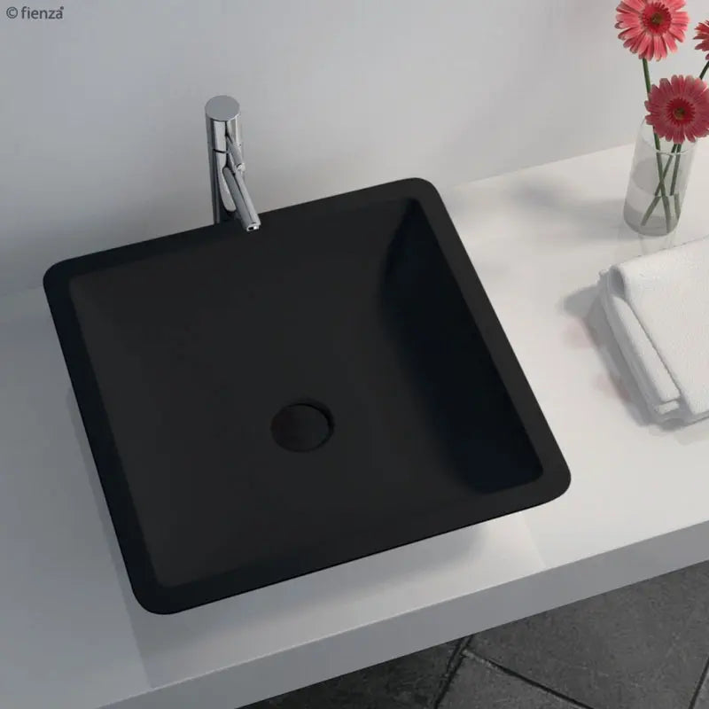 Classique 420 Solid Surface Above Counter Basin, Matte Black fienza