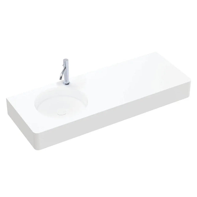 Encanto 1200 Solid Surface Wall Basin, Left-Hand Bowl, 1 Tap Hole fienza