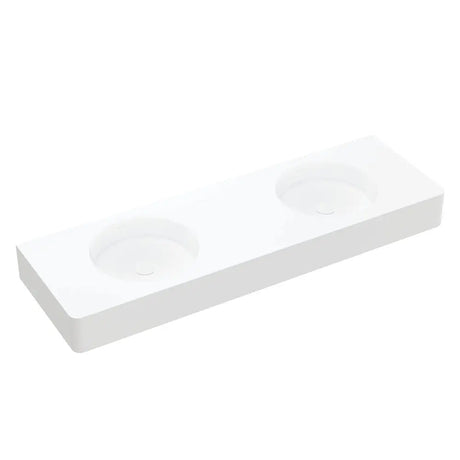 Encanto 1400 Solid Surface Wall Basin, Double Bowl, No Tap Hole fienza