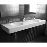 Encanto 1400 Solid Surface Wall Basin, Double Bowl, 2 Tap Holes fienza