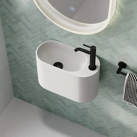 Ari Solid Surface Wall Basin, 1 Tap Hole fienza