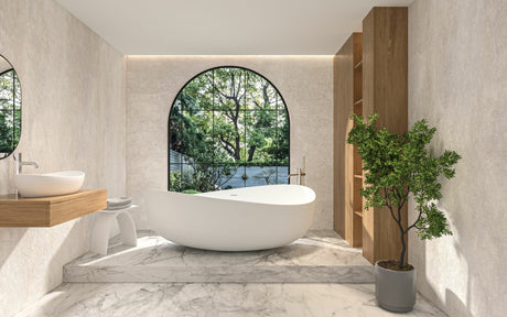 Waverly Matte White Solid Surface Stone Free Standing Bath 1800mm*1100mm*620mm Poseidonbk