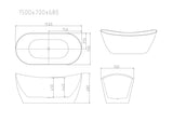 Disney Ultra-Thin Freestanding Bathtub - Gloss White mercioaustralia