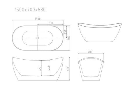 Disney Ultra-Thin Freestanding Bathtub - Gloss White mercioaustralia