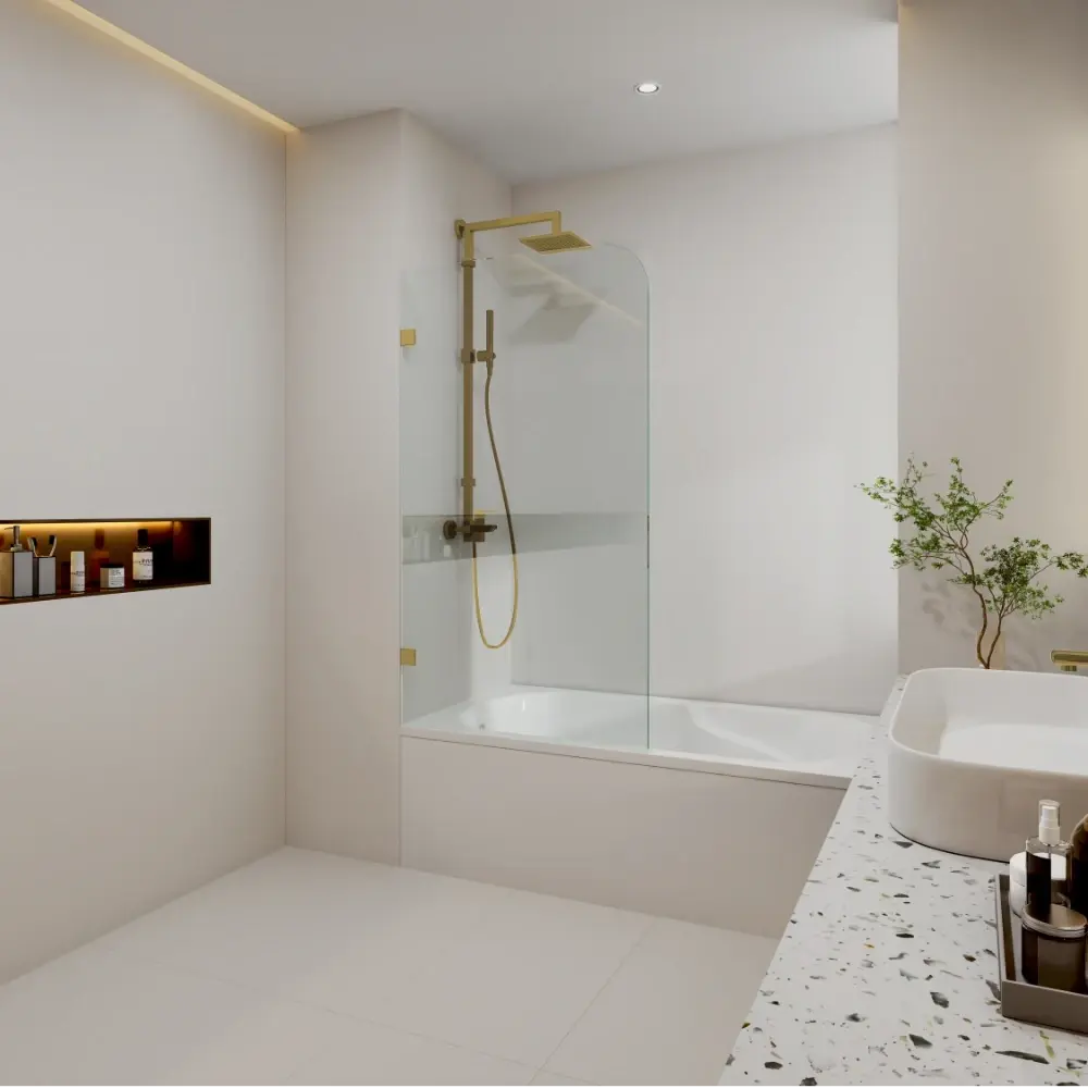 Curved Edge Fixed Over Bath Shower Screen ozcovey