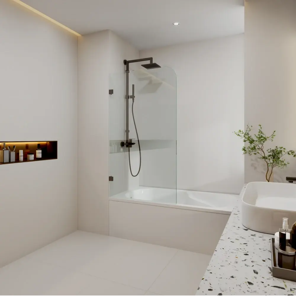Curved Edge Fixed Over Bath Shower Screen ozcovey