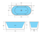 Elivia Back to Wall Matt White White 1500mm (L) x 750mm (W) x 580mm (H) Poseidonbk