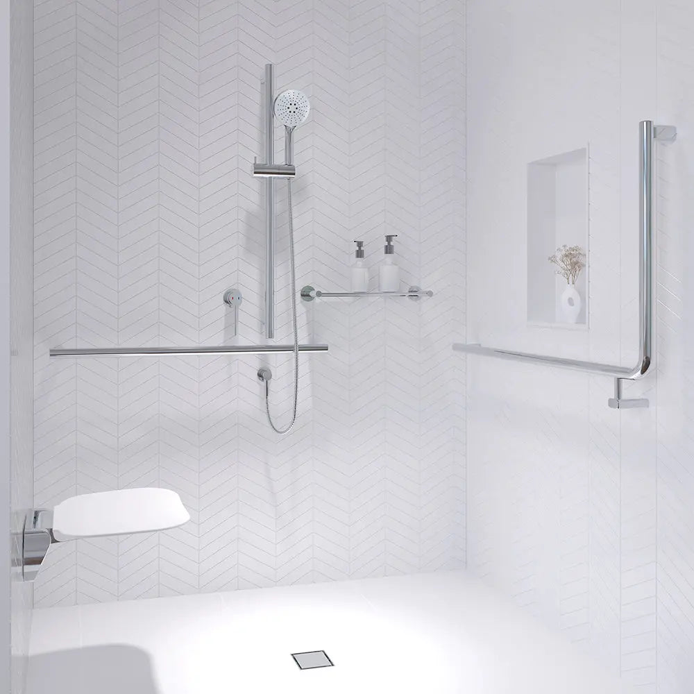 90° Care Slimline Left-Hand Grab Rail, Stainless Steel fienza
