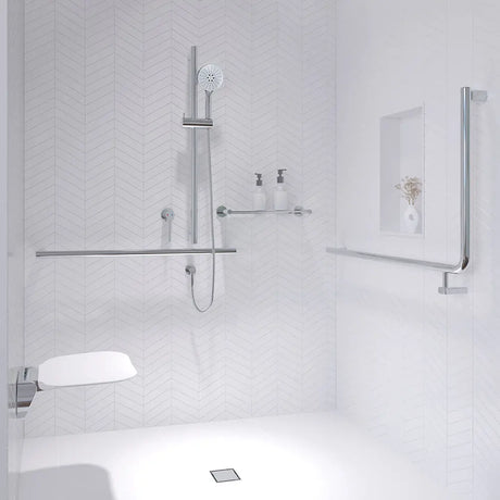 90° Care Slimline Left-Hand Grab Rail, Stainless Steel fienza