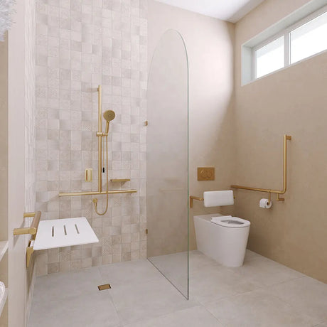 90° Care Slimline Left-Hand Grab Rail, Urban Brass fienza
