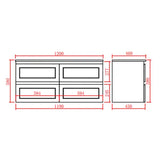 Fremantle PVC Wall Hung Cabinet Vanity 1200mm (Matte Black) (Single/Double Bowl) Poseidon