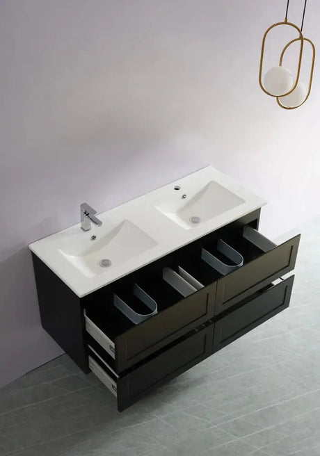 Fremantle PVC Wall Hung Cabinet Vanity 1200mm (Matte Black) (Single/Double Bowl) Poseidon