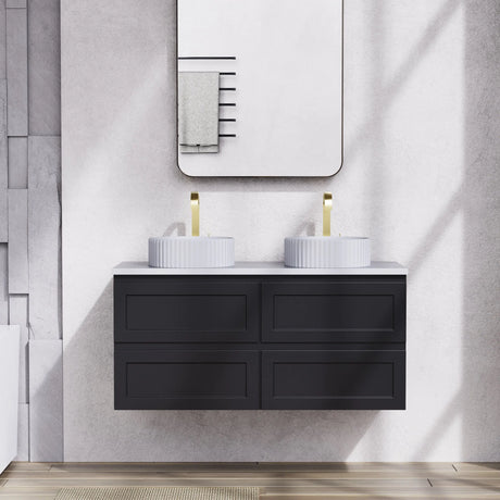 Fremantle PVC Wall Hung Cabinet Vanity 1200mm (Matte Black) (Single/Double Bowl) Poseidon