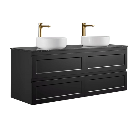 Fremantle PVC Wall Hung Cabinet Vanity 1500mm (Matte Black) (Single/Double Bowl) Poseidon