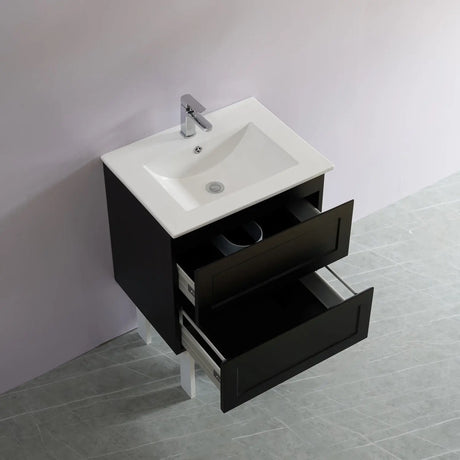 Fremantle PVC Wall Hung Cabinet Vanity 600mm (Matte Black) Poseidon
