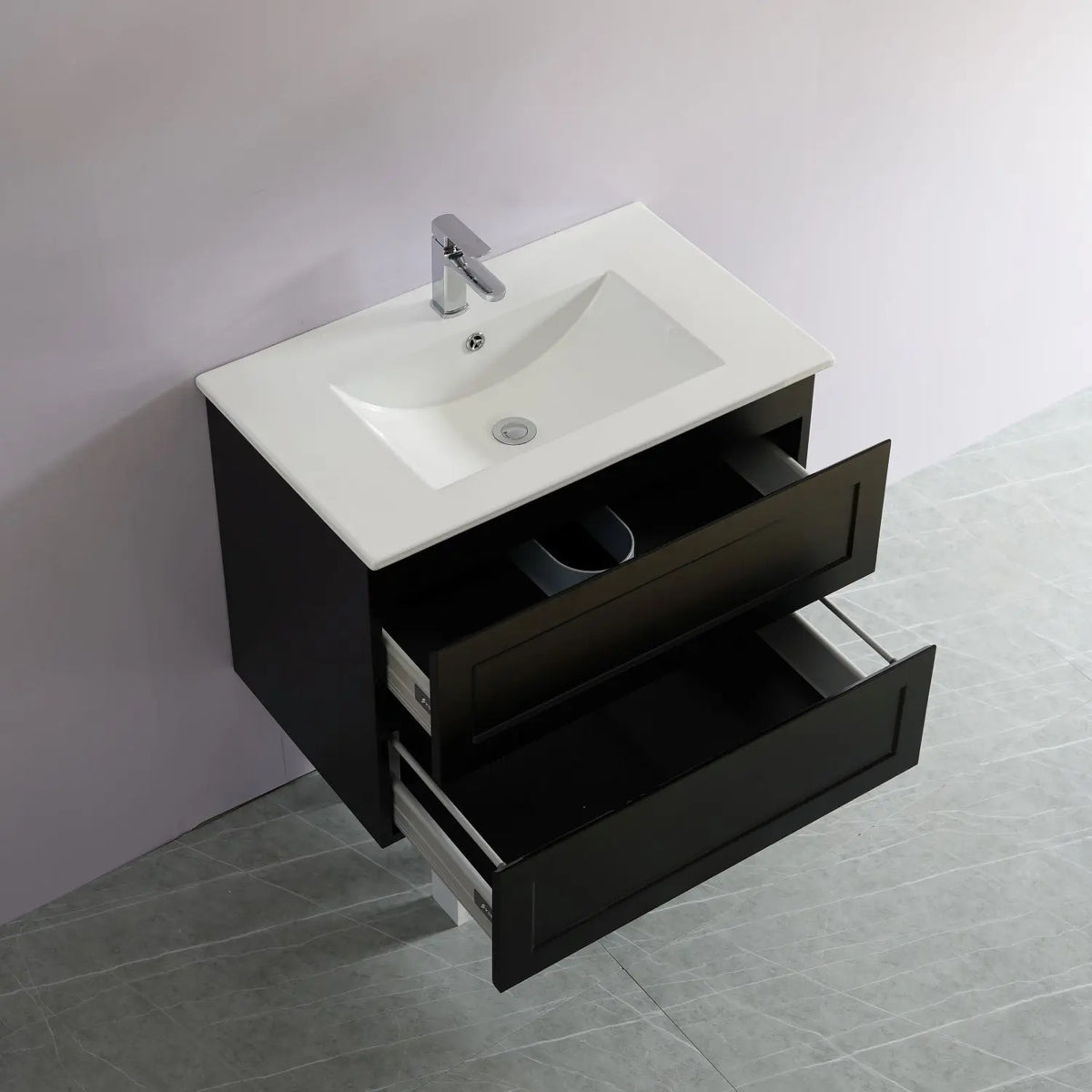 Fremantle PVC Wall Hung Cabinet Vanity 750mm (Matte Black) Poseidon