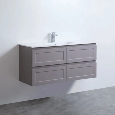 Fremantle PVC Wall Hung Cabinet Vanity 1200mm (Matte Grey) (Single Bowl/Double Bowl) - Clearance Poseidon