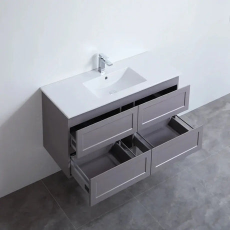Fremantle PVC Wall Hung Cabinet Vanity 1200mm (Matte Grey) (Single Bowl/Double Bowl) - Clearance Poseidon