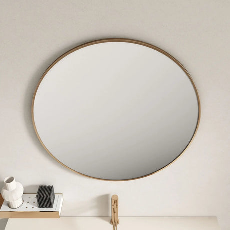 Aluminum Framed 900mm Round Mirror - Brushed Gold mercioaustralia