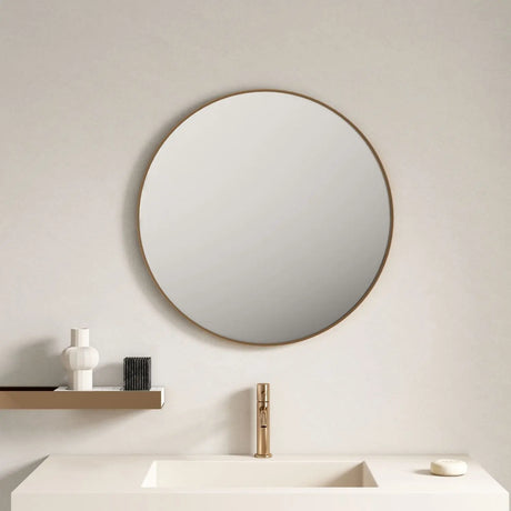 Aluminum Framed 750mm Round Mirror - Brushed Gold mercioaustralia