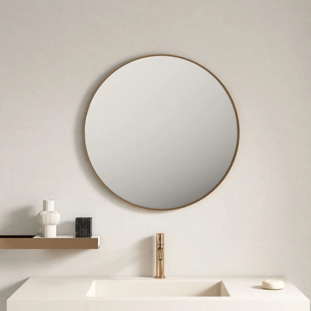 Aluminum Framed 750mm Round Mirror - Brushed Gold mercioaustralia