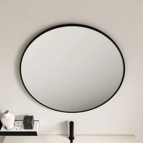 Aluminum Framed 900mm Round Mirror - Matt Black mercioaustralia