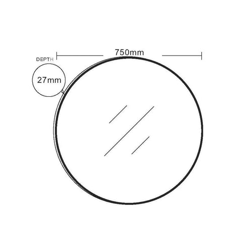 Aluminum Framed 750mm Round Mirror - Brushed Gold mercioaustralia