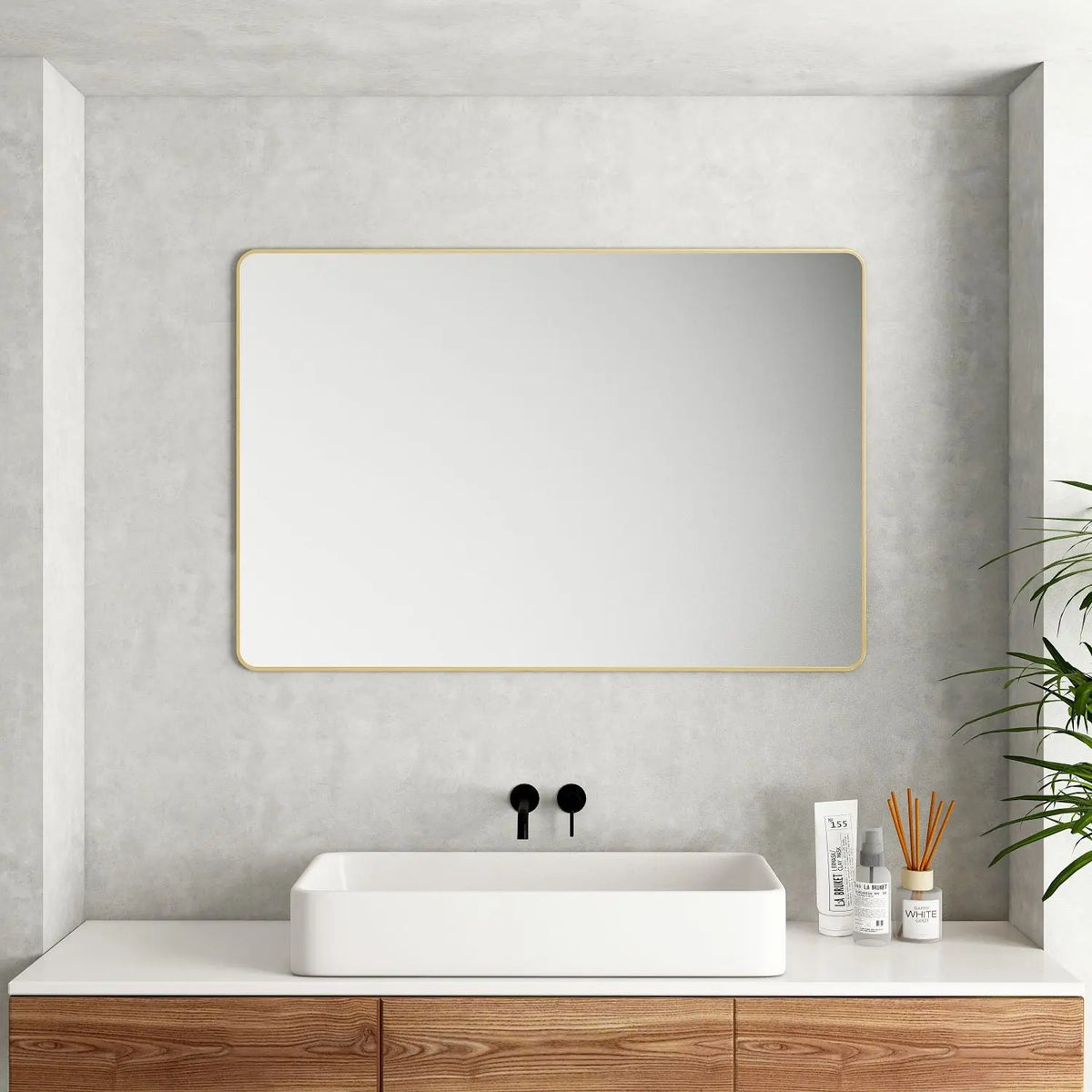 Aluminum Framed 1200mm Rectangular Mirror - Brushed Gold mercioaustralia