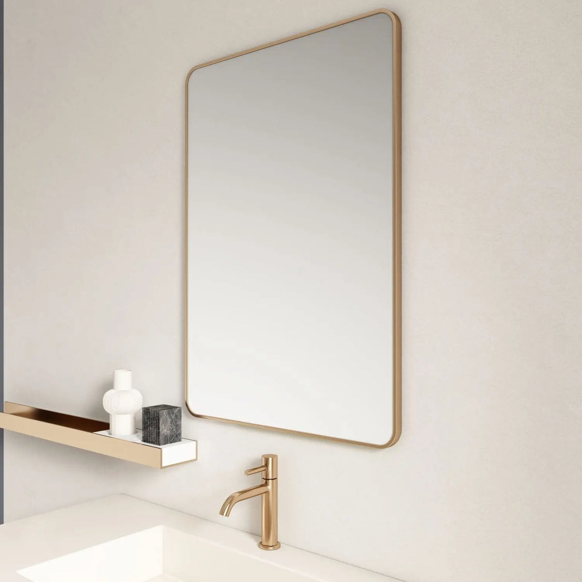 Aluminum Framed 900mm Rectangular Mirror - Brushed Gold mercioaustralia
