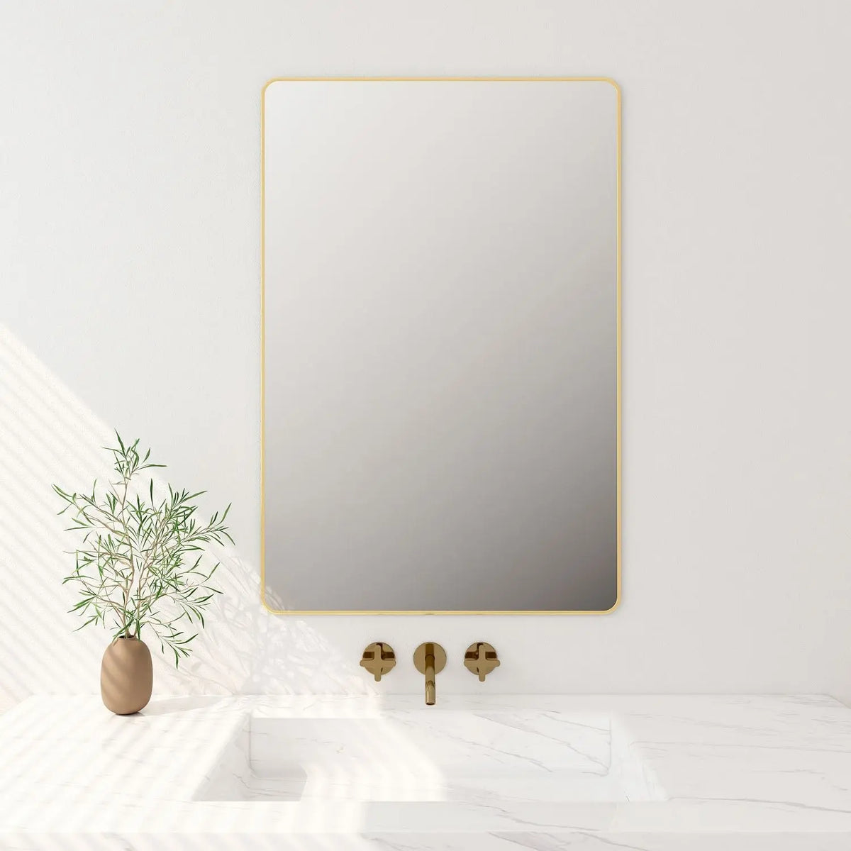 Aluminum Framed 900mm Rectangular Mirror - Brushed Gold mercioaustralia