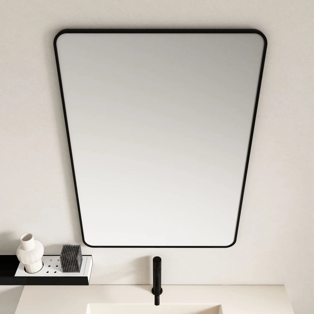 Aluminum Framed 600mm Rectangular Mirror -Matt Black mercioaustralia