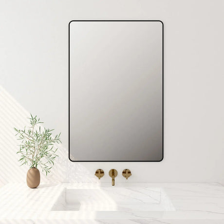 Aluminum Framed 600mm Rectangular Mirror -Matt Black mercioaustralia