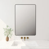 Aluminum Framed 900mm Rectangular Mirror - Matt Black mercioaustralia