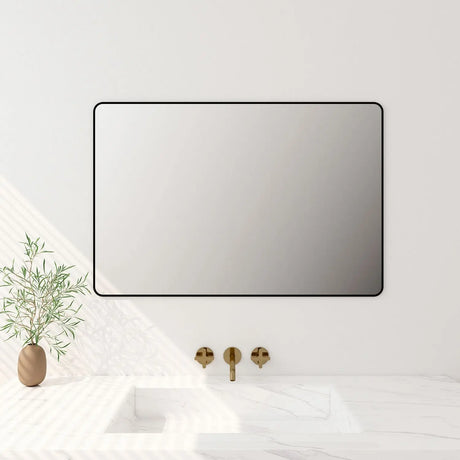 Aluminum Framed 900mm Rectangular Mirror - Matt Black mercioaustralia