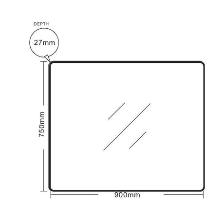 Aluminum Framed 900mm Rectangular Mirror - Matt Black mercioaustralia