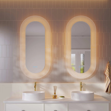Freya 600×1200mm LED Textured Oval Mirror mercioaustralia